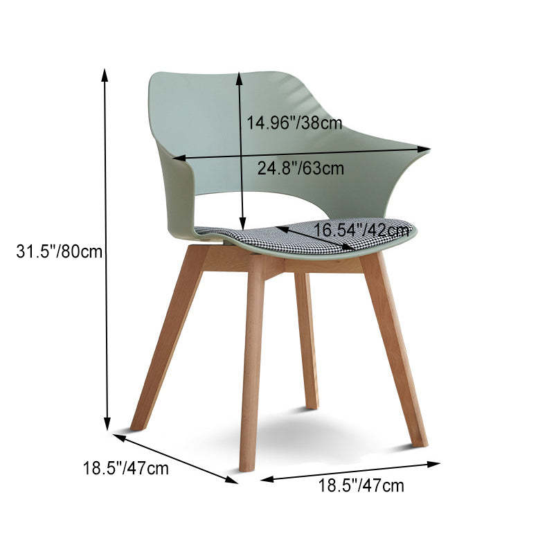 Nordic Trapezoidal Steel Wood Chair — Stainless Steel / Green