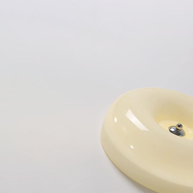 Nordic Creamy Yellow Pudding Glass Iron LED Flush Light