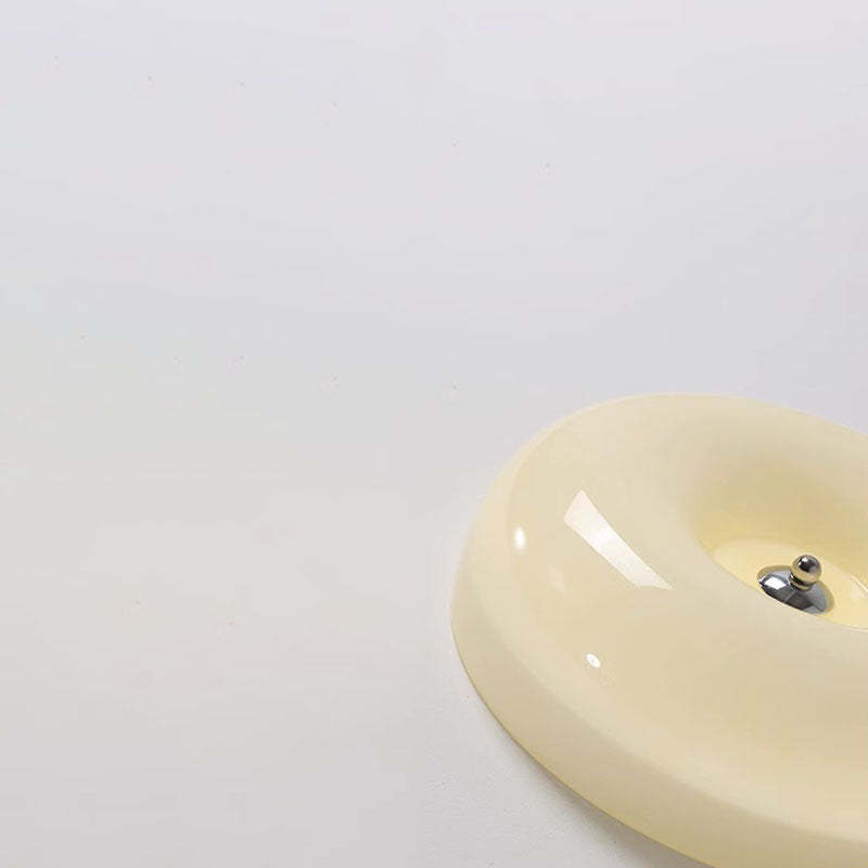 Nordic Creamy Yellow Pudding Glass Iron LED Flush Light