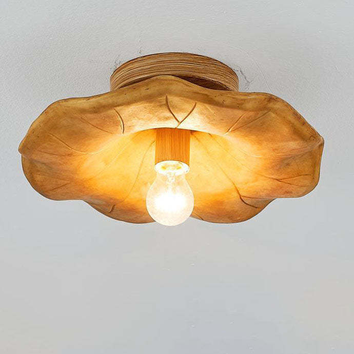 Japanese Wabi-Sabi Lotus Leaf Resin Ceiling Light