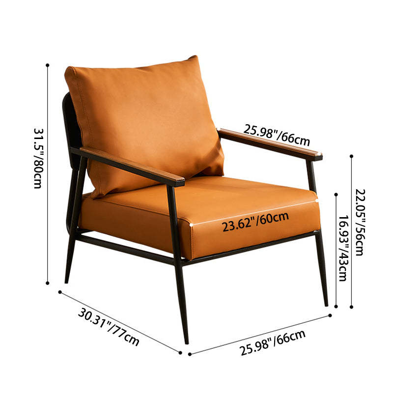 Vintage Cowhide Oak Metal Accent Chair — D