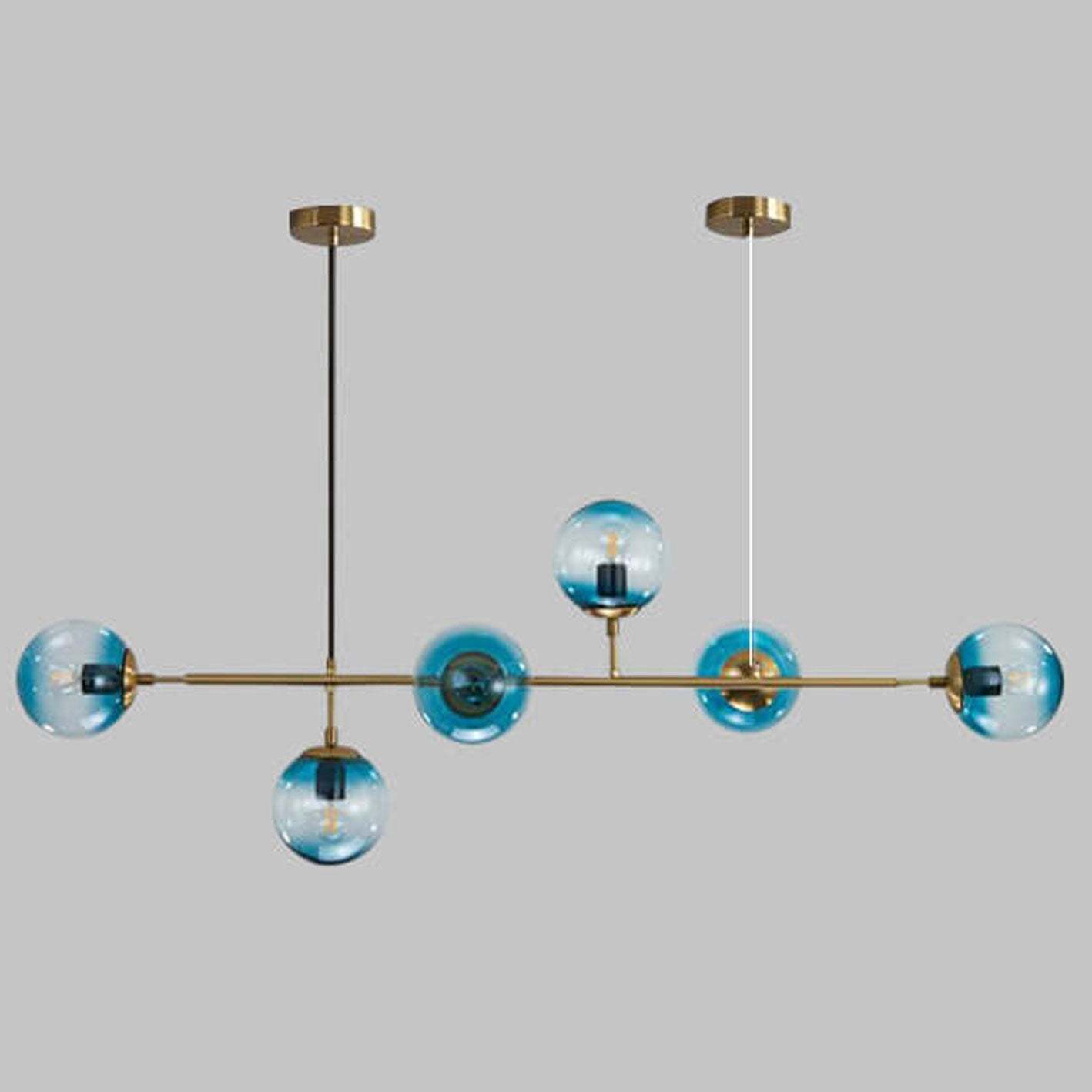 Minimalist Long Glass Globe Island Chandelier
