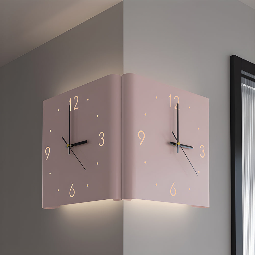 Square Metal Silent Backlit LED Corner Wall Clock Modern Wall Decor-Lighom