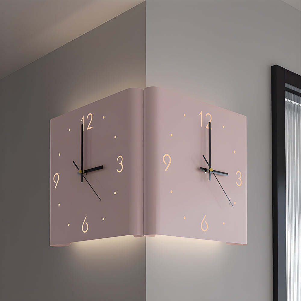 Square Metal Silent Backlit LED Corner Wall Clock Modern Wall Decor-Lighom