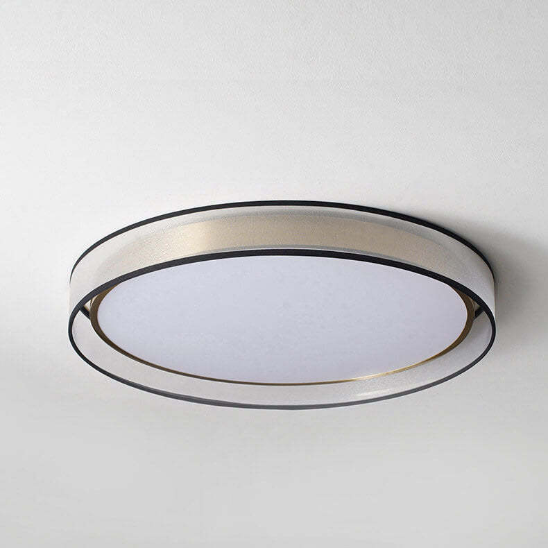 Nordic Round Fabric Brass Acrylic LED Flush Mount Light