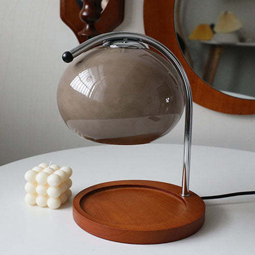 Vintage Glass Dome Solid Wood Melting Wax Table Lamp