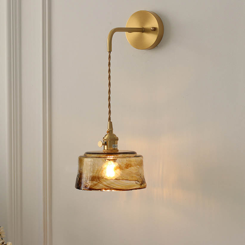 Modern Eclectic Amber Glass Geometric Jar Sconce — B / 220V-240V For UK/AU