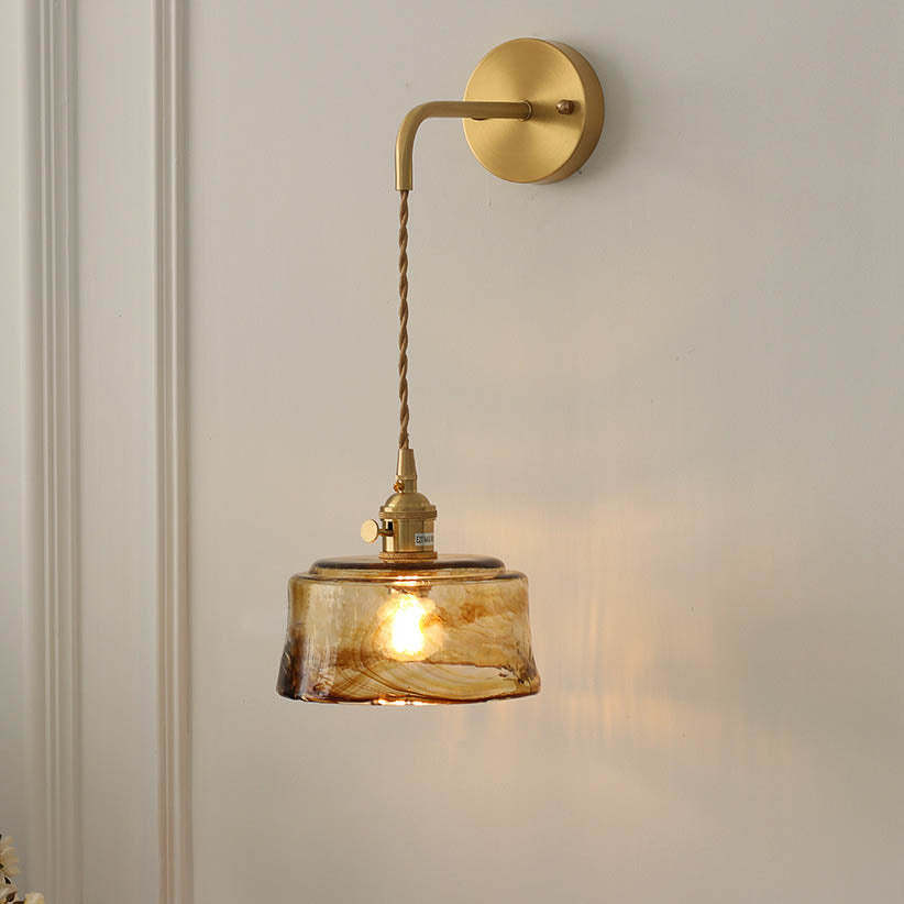 Modern Eclectic Amber Glass Geometric Jar Sconce — B / 220V-240V For UK/AU