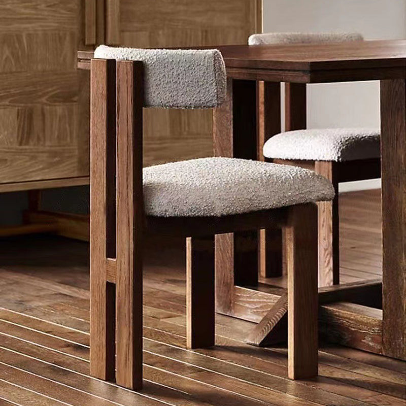 Retro Half Round Fabric Wood Dining Chair — White