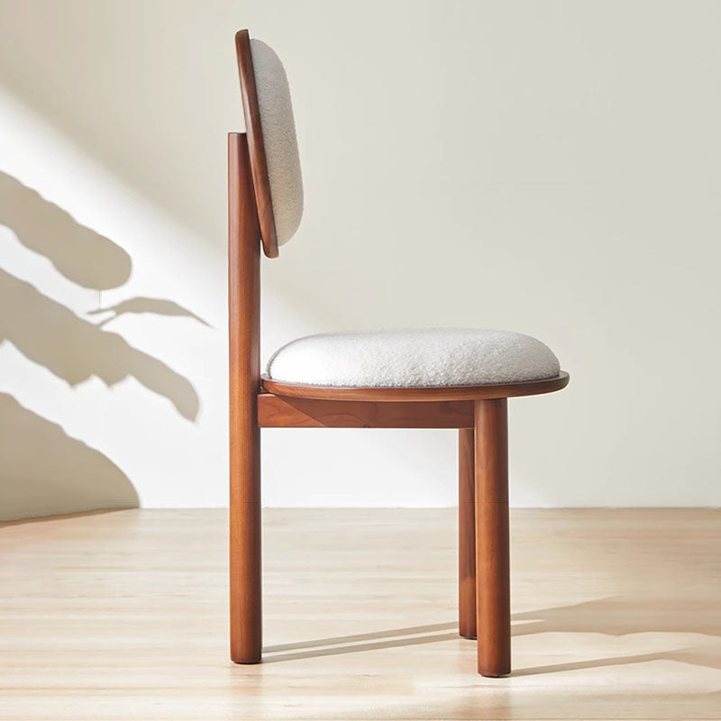 Scandinavian Solid Wood Lambswool Leather Dining Chair