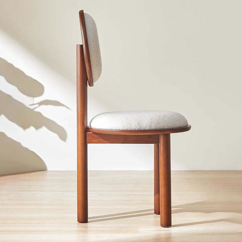 Scandinavian Solid Wood Lambswool Leather Dining Chair