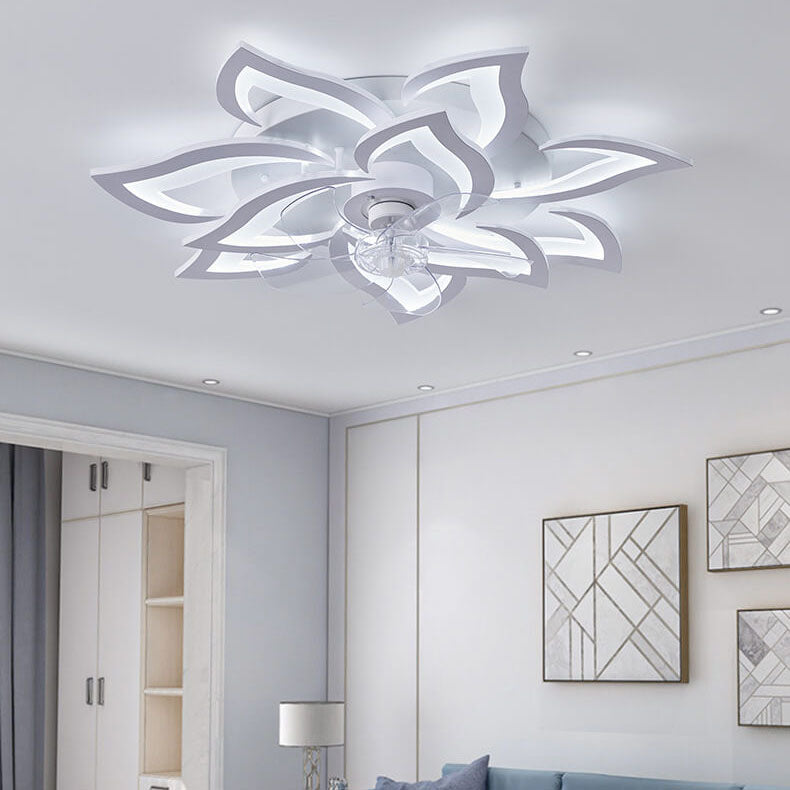 Luxury flower black acrylic ceiling fans — Small / White / 220V-240V (UK/AU
