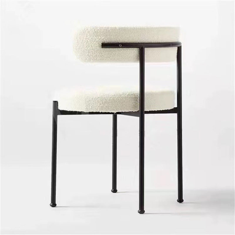 Minimalist Round Velvet Tubular-Leg Dining Chair