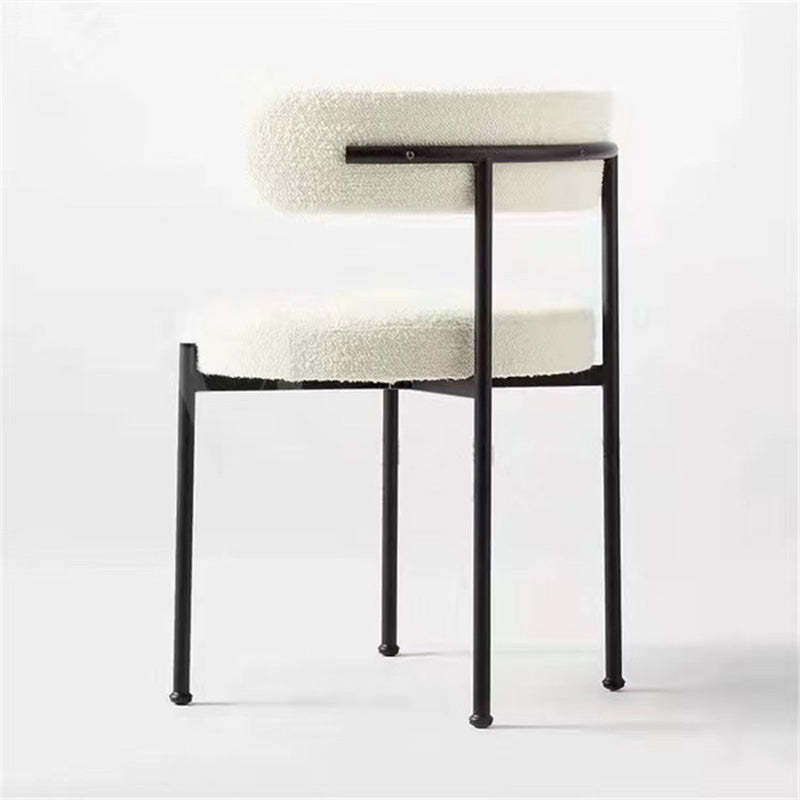Minimalist Round Velvet Tubular-Leg Dining Chair