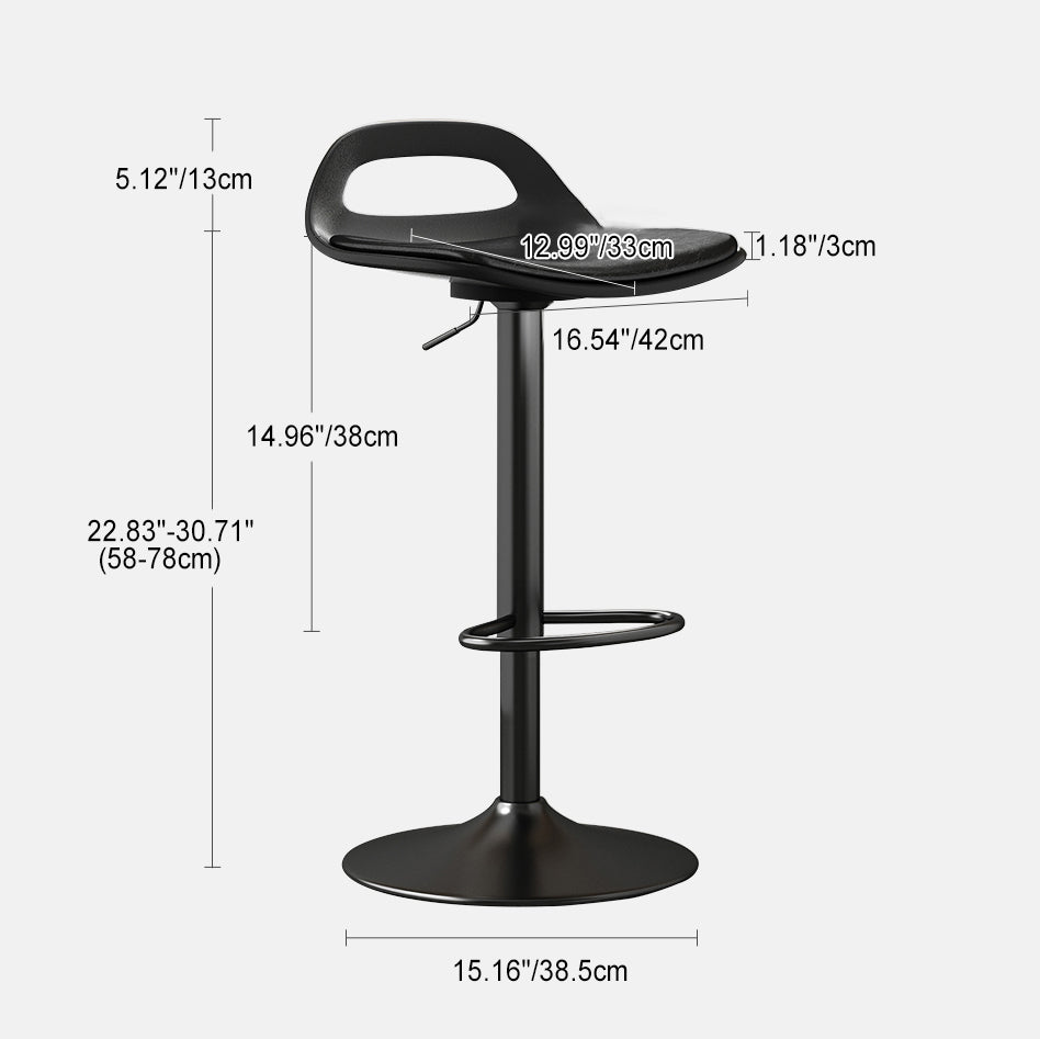Minimalist Plastic Metal Bar Stool — With Cushion / Black
