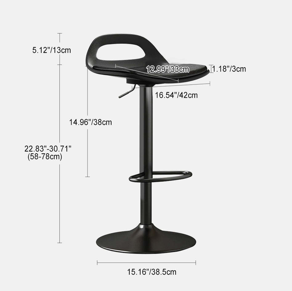 Minimalist Plastic Metal Bar Stool — With Cushion / Black