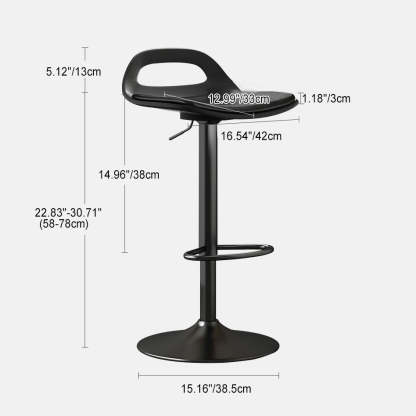 Minimalist Plastic Metal Bar Stool — With Cushion / Black