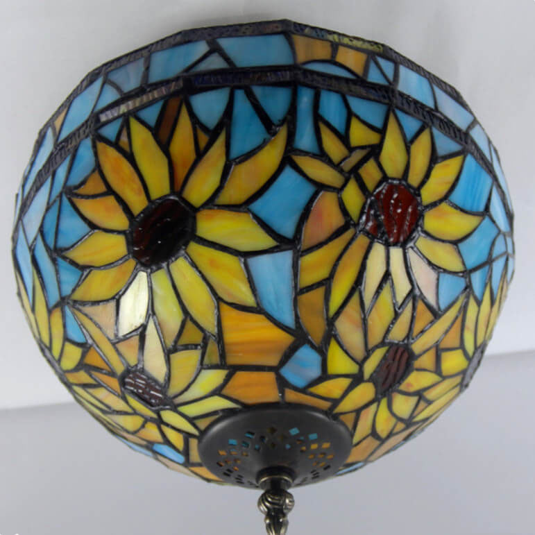 European Vintage Tiffany 2-Light Flush Mount
