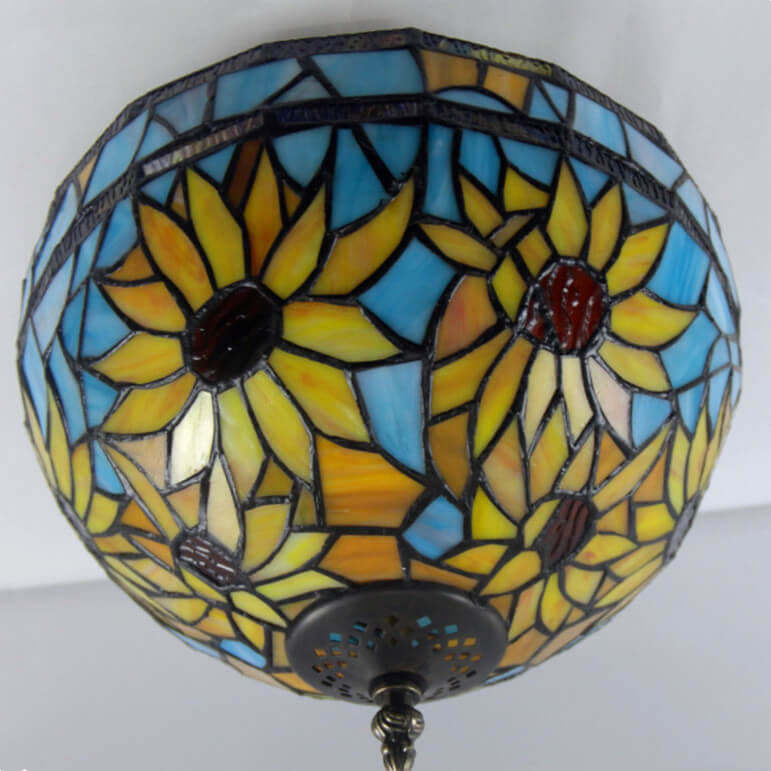 European Vintage Tiffany 2-Light Flush Mount