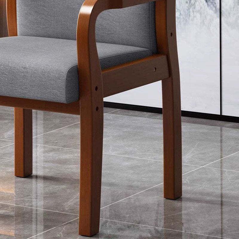 Modern Wood Fabric Leather Armchair