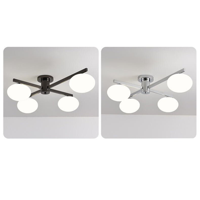 Nordic Glass Iron Ball 3/4/5-Light Semi-Flush Ceiling Light