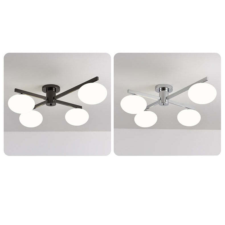 Nordic Glass Iron Ball 3/4/5-Light Semi-Flush Ceiling Light