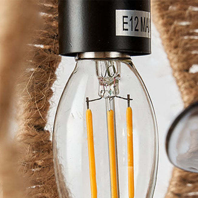 Industrial Round Twisted Rope Iron 4-Light Fan Light