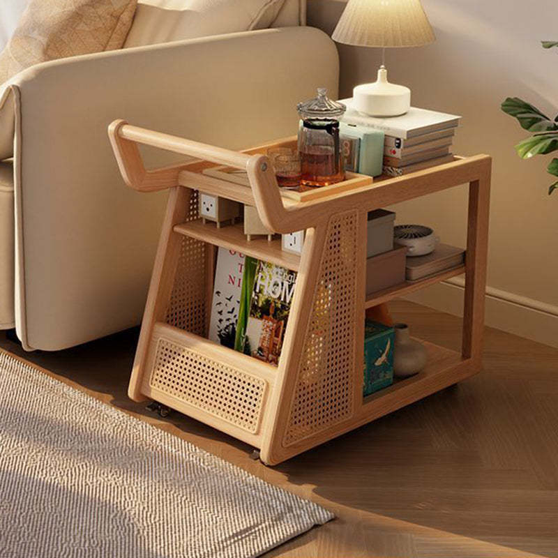 Retro Solid Wood 3-Tier Movable End Table