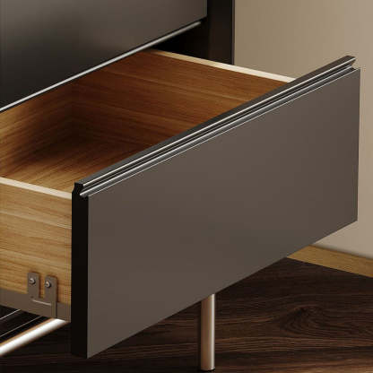 Minimalist Wood Steel 2-Drawer Nightstand