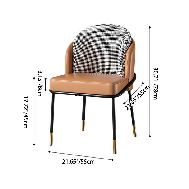 Modern Leather Fabric Curved Dining Chair — Gray Seat + Gray Backrest