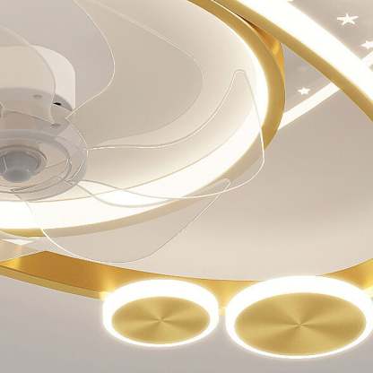 Modern Planet Star Effect LED Flush Mount Fan Light