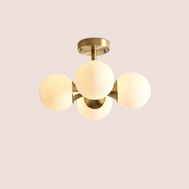 Modern Brass Glass Orb Ceiling Light