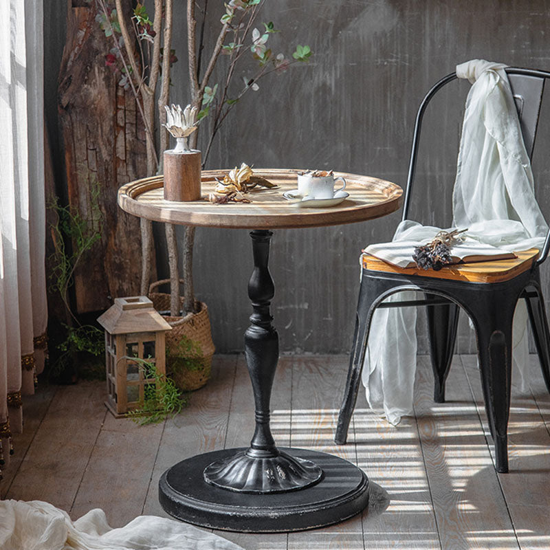 Minimalist Round Wood Iron Coffee Table