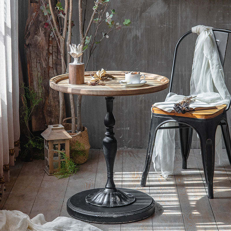 Minimalist Round Wood Iron Coffee Table