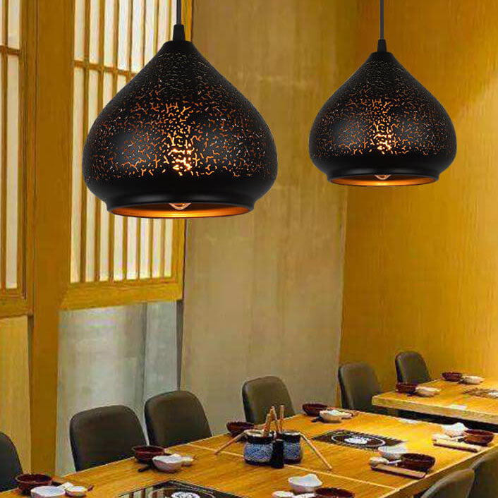 Vintage Etched Metal Dome Pendant Light