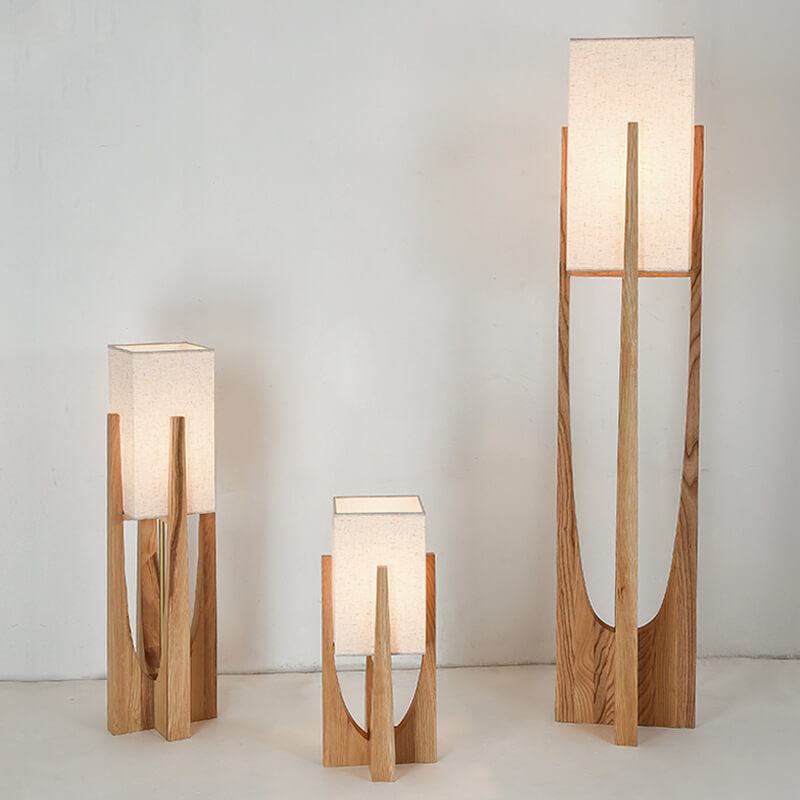 Modern Fabric Solid Wood Floor Lamp