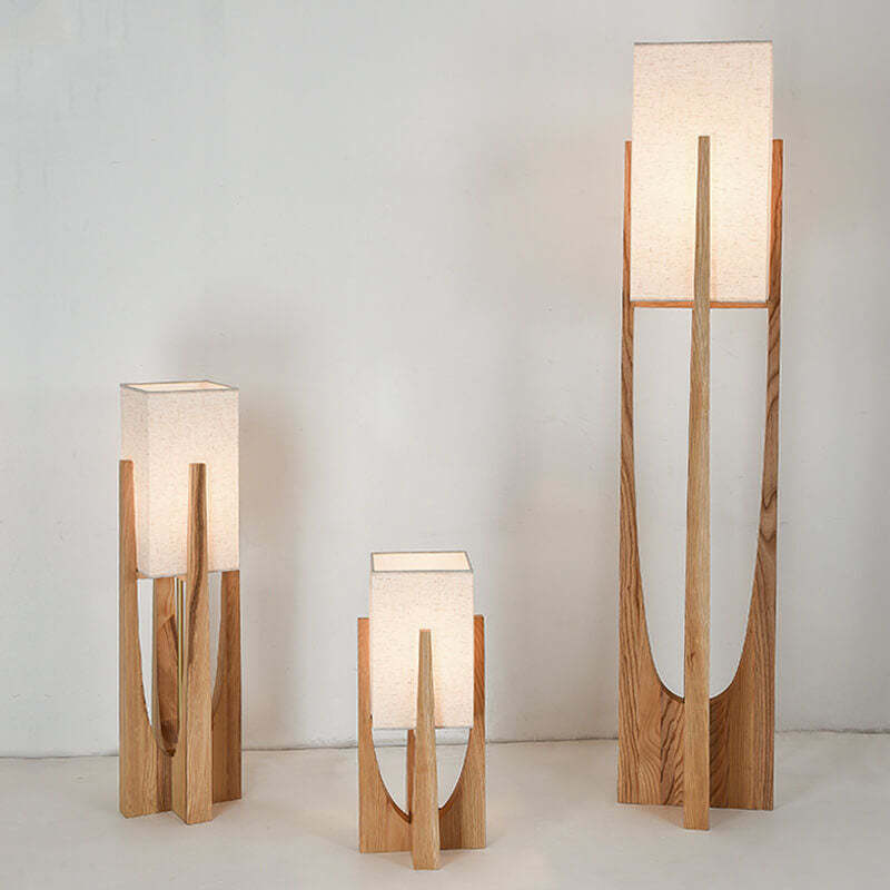 Modern Fabric Solid Wood Floor Lamp — Walnut / 110V-120V For US/CA