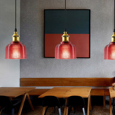 Vintage Textured Lattice Glass Pendant Light