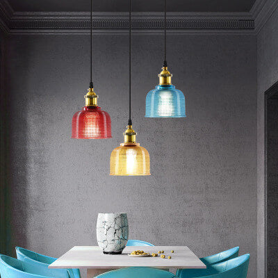 Vintage Textured Lattice Glass Pendant Light