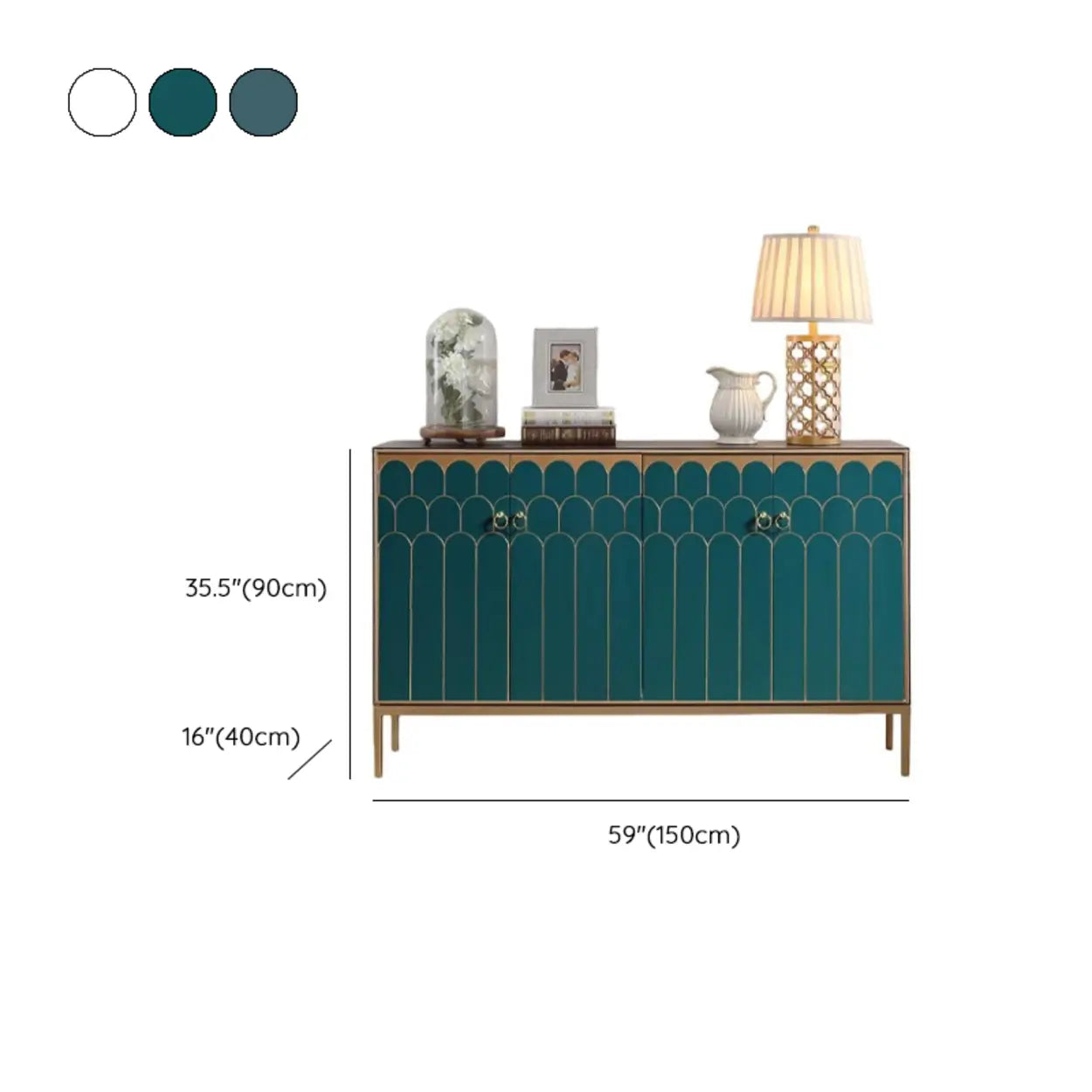 Glam Metal Legs Storage Wood Cabinet Console Table #size