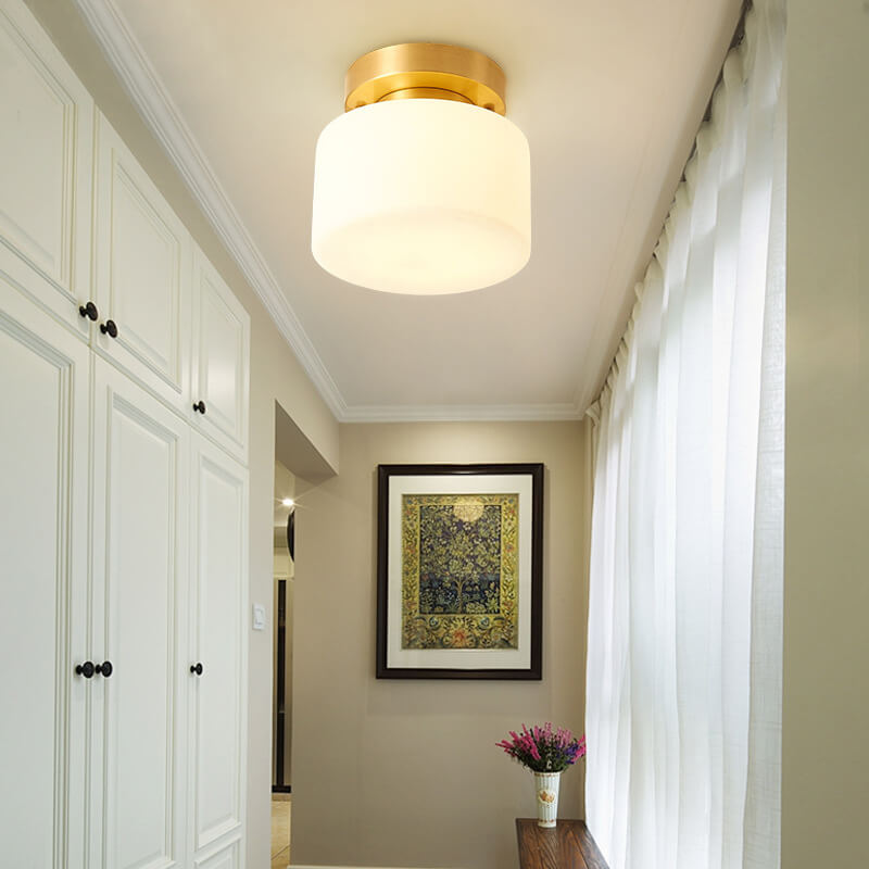 Nordic Cylinder Glass Semi-Flush Ceiling Light