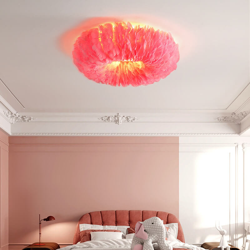 Modern feather goose gray flush mount lighting, Lighom — 15.75" / White / 220V-240V (UK/AU)