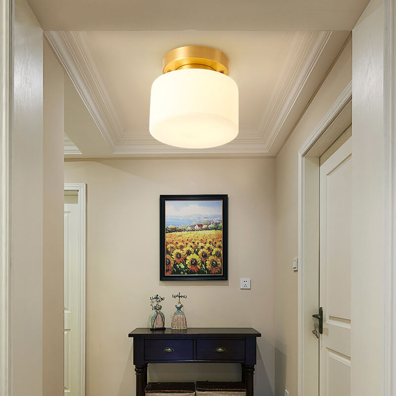 Modern semi-flush cylinder white semi-flush mount light — 220V-240V (UK/AU)