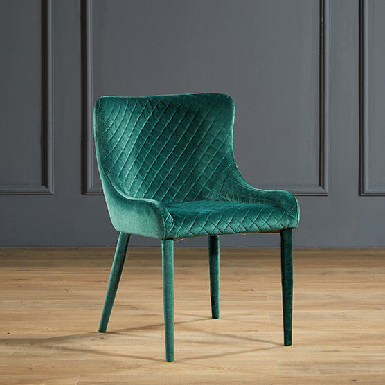 Contemporary Velvet Wood Wingback Dining Chair