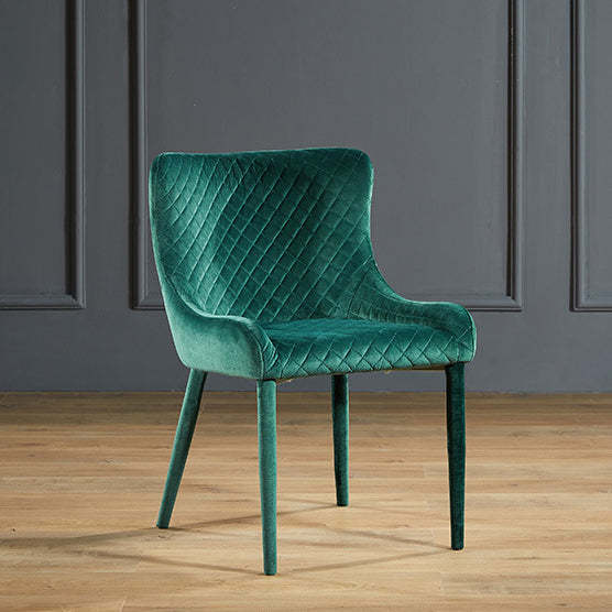 Contemporary Velvet Wood Wingback Dining Chair