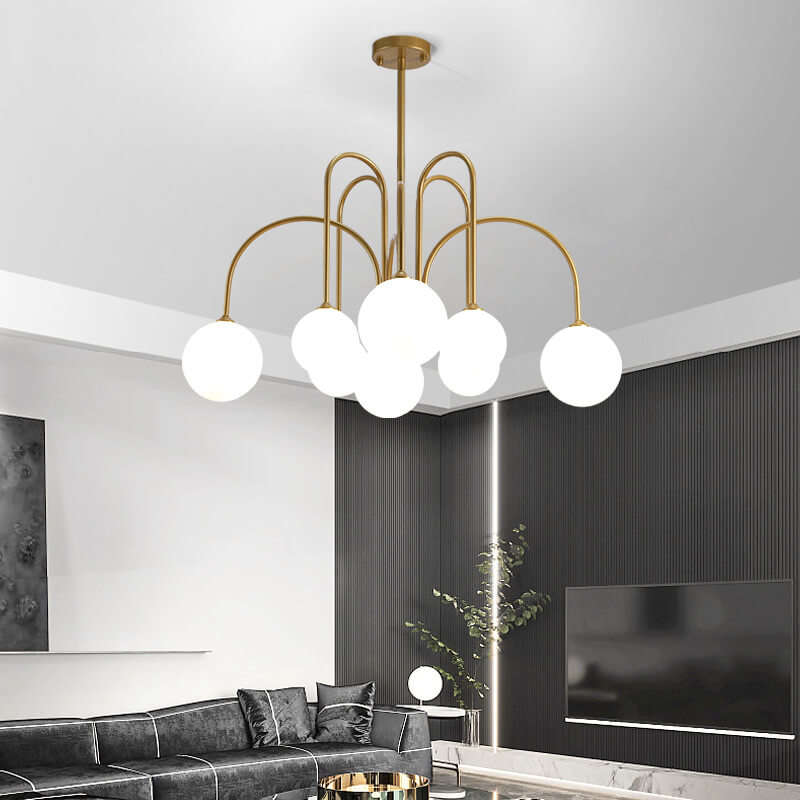Black modern arch ball chandeliers — Brushed Gold / 6-Light / 220V-240V (UK/AU)