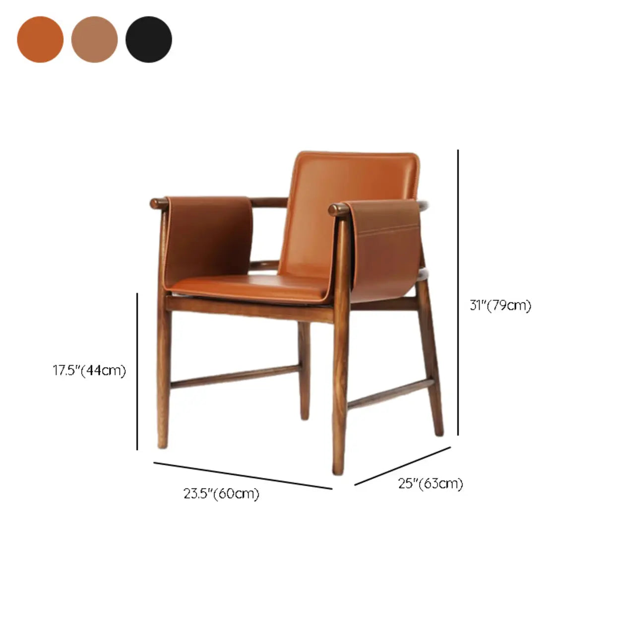 Brown Faux Leather Wood Armchair Dining Chair