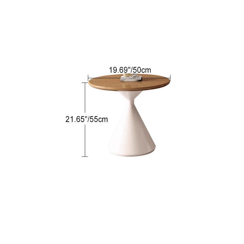Minimalist Cone Wood Steel End Table
