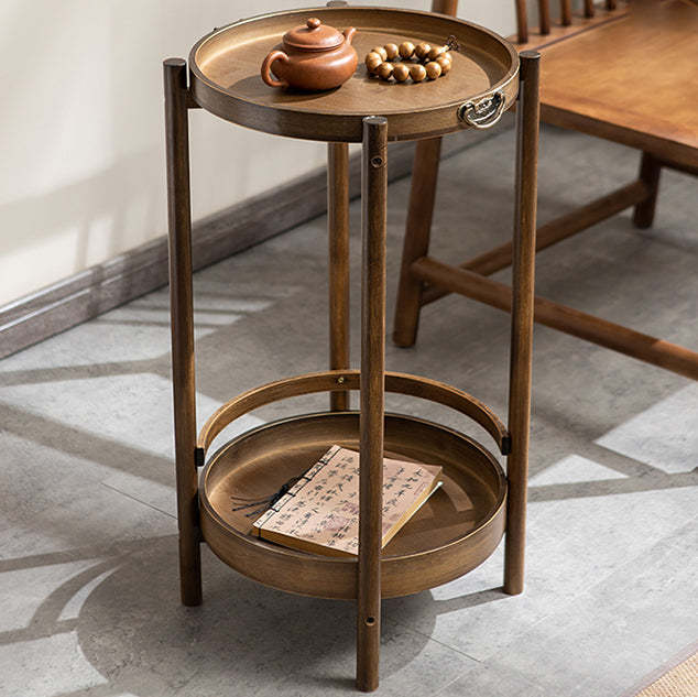 Chinese Bamboo Tray 2-Tier End Table