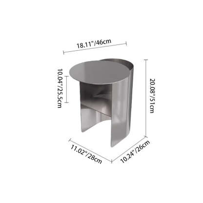 Minimalist Iron T-Shape Rectangular End Table 1-Storage — Stainless Steel / Round / Black